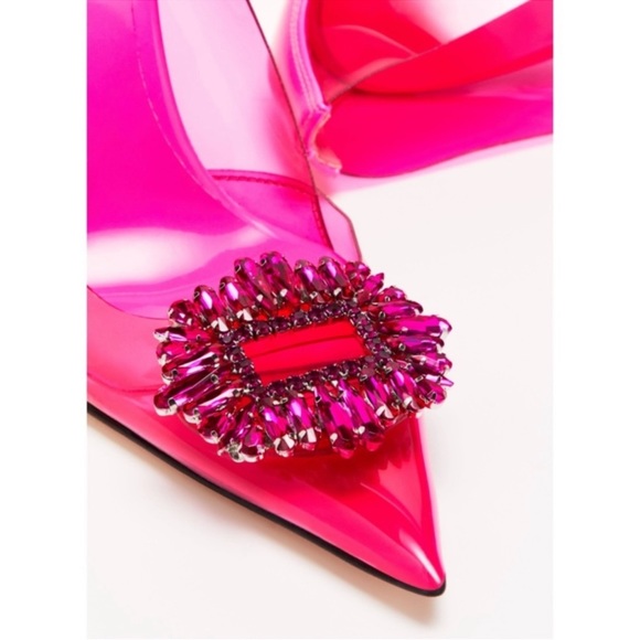 GOOD AMERICAN Hot Pink Cinderella Heels 6 NEW With Dustbag Crystal Rhinestone - Picture 4 of 4